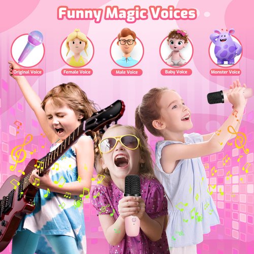 Kussla Mini Karaoke Machine for Kids Adults, Portable Bluetooth Speaker with 2 Wireless Microphones, Karaoke Kids Toys Christmas Birthday Gifts Ideas for 4-12 Years Old Girls Toys
