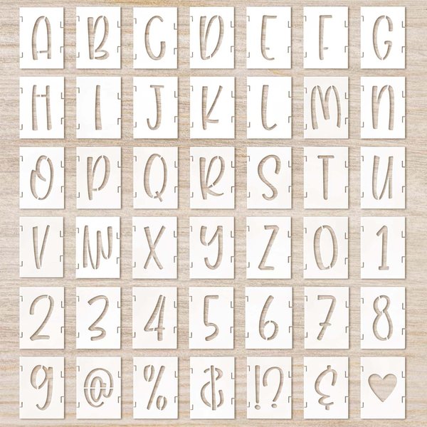 Letter Stencils 3 Inch Cursive Stencil Letters Number Template 42 Pcs Letter Stencils for Crafts Reusable Stencils for Painting Chalkboard Wood Signs Wall Art(3inch)