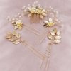 BOYIVI Hair Comb and 4 Pcs Hair Pins, 5 Pieces Gold Leaf, Crystal, Pearl, Vintage, Bridal Hair Accessories, Wedding Hair Clips, Headpiece for Brides, Bridesmaids, Women and Girls