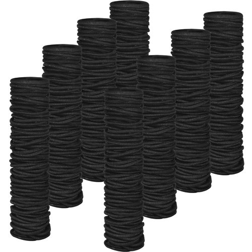 Canlierr 800 Pcs Black Hair Elastics Bulk 2mm x 2 cm Small Non Metal Hair Rubber Bands Hair Ties Ponytail Holders for Women Men Straight Curly Hair
