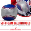 Franklin Sports Kids Baseball Glove + Ball Set - Air Tech Youth Teeball Glove - Boys + Girls Children's Glove + Ball - Right Hand Throw - Blue, Red and Silver, 9"