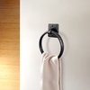 Monarch Abode 19131 Round Towel Ring Holder Hand Hammered Wall Mount Bathroom and Kitchen Storage, Metal Towel Hanger, 7 inch, Matte Black