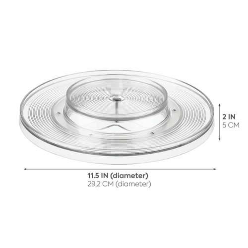 iDesign Linus Lazy Susan Cabinet Turntable - 2-Tier Organizer Tray for Kitchen Pantry or Countertops - 11", Clear