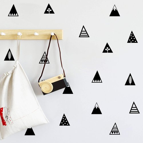Mountain Wall Decals,8 Different Pattern,Removable Vinyl Wall Stickers for Baby Kids Boy Girl Bedroom Nursery Decor A16 (Black)