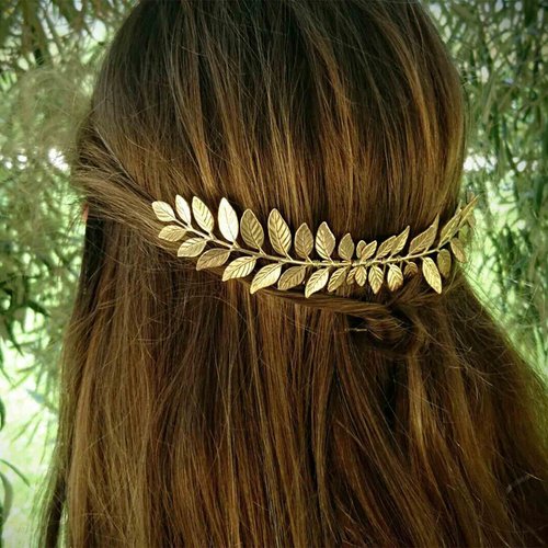 Andelaisi Boho Leaf Hair Comb Gold Leaf Bridal Hair Comb Barrette Olive Branch Hair Combs Headpiece Vintage Leaf Headpiece Comb for Women Bridesmaid Wedding Hair Accessories