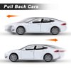 SASBSC Toy Cars Model S Die Cast Metal Model Cars with Door Open Light and Sound Pull Back Car Toys for Boys and Girls 3-12 Years Old (White)