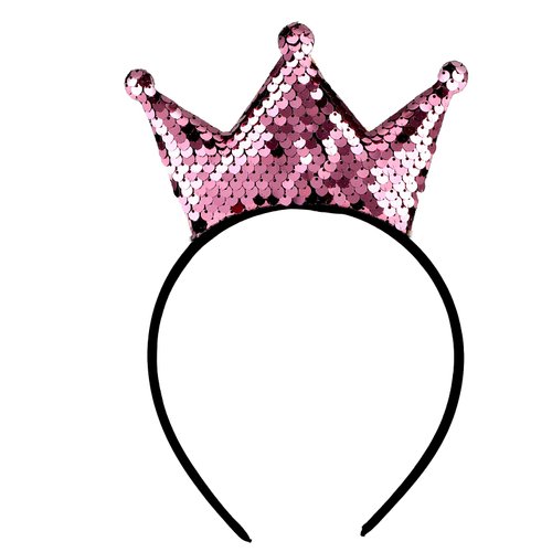 WLLHYF Sequins Crown Headband Christmas Glitter Crowns Hair Band Gold Hair Hoop (pink)