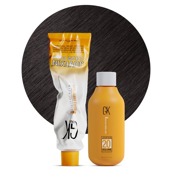 GK HAIR Global Keratin Iced Chestnut 5.91 Light Hair Color Cream Tube (3.4 Fl Oz/100ml) + 20 Volume Developer (5 Fl Oz/150ml) - Professional Permanent Long Lasting Toner Dye