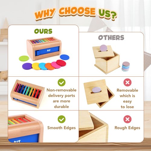 KLT Montessori Toys for 1-3 Year Old: Wooden Learning Color Sorting Toys for Toddlers 1 2 3 - Educational Toy for Fine Motor Skills - Preschool Sensory Activities Matching Game for Boys and Girls