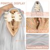 Cephermer Ponytail Extension 22'' 24'' Long Wavy Straight Claw Clip in Pony Tails Hair Extensions Natural Looking Synthetic Hairpiece for Women Silver Gray