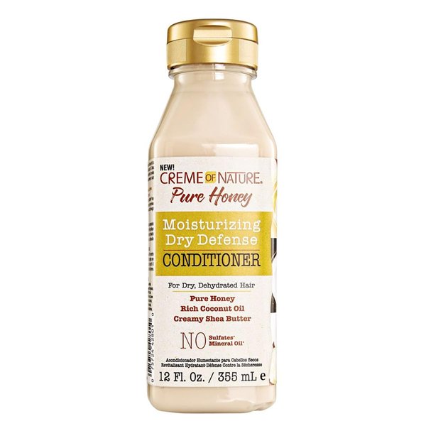 Coconut Oil & Shea Butter Conditioner by Creme of Nature,Dry Defense for Damaged Hair, Formula with Pure Honey, 12.07 Fl Oz