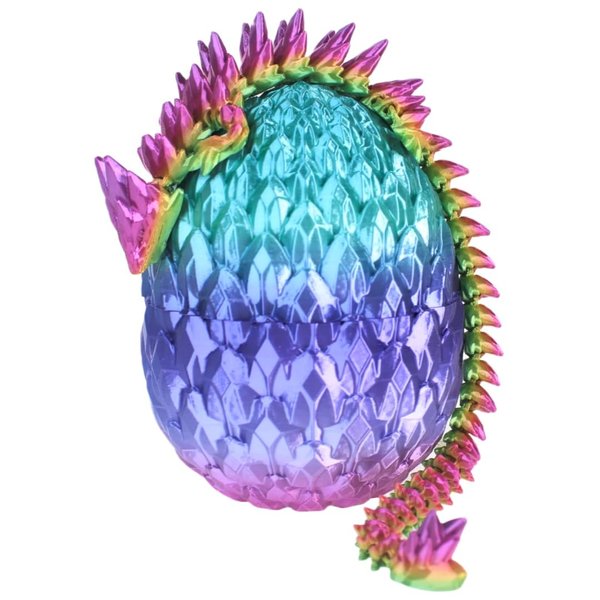 3D Printed 12inch Gemstone Dragon with Egg Dinosaur Christmas Fidget Toy Gifts for Adults Easter Eggs Basket Stuffers (12" gem Dragon with Egg)