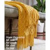 CREVENT Knitted Decorative Throw Blanket for Couch Sofa Chair Bed，Soft Warm Cozy Light Weight for Spring Summer (50''X60'' Mustard Yellow)