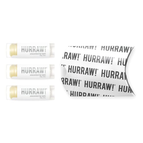 Hurraw! Unscented Lip Balm, 3 Pack: Organic, Certified Vegan, Cruelty and Gluten Free. Non-GMO, 100% Natural Ingredients. Bee, Shea, Soy and Palm Free. Made in USA