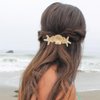 CAKURE Starfish Hair Clips Gold Metal Sea Star Hairpins Seashell Spring Automatic Hair Barrettes Beach Hair Accessories for Women and Girls (Pack of 2)