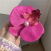 Yheahin 2pcs Flower Hair Clips Boho Orchid Hair Clips Artificial Phalaenopsis Hair Barrettes Bridal Hawaiian Beach Party Hair Accessories for Women (Rose Red)