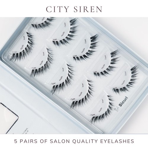 Sicurl The City Siren Lashes, Foxy Wispy Eyelashes, False Eyelashes Everyday Use, Individual Lashes, Easy to Apply, No Lash Glue Included, 5 Sets of Eyelashes