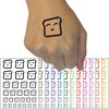 Happy Toast Kawaii Outline Temporary Tattoo Water Resistant Fake Body Art Set Collection - Brown (One Sheet)