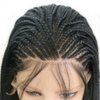 RONGDUOYI RDY 24 Inches Black Braided Lace Front Wigs for Black Women Natural Hairline Synthetic Wig Pre Plucked Glueless Braids Wig (180% Density,Style1)