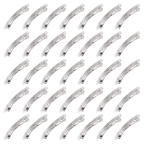 Mardatt 100 Pcs French Barrette Hair Clips Assortment Set 2.36 Inch Silver Metal Blank Alligator Hairpin Rectangle Craft Bow Clips for DIY Hairdressing Accessories (6 cm)