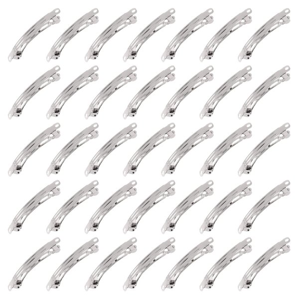 Mardatt 100 Pcs French Barrette Hair Clips Assortment Set 2.36 Inch Silver Metal Blank Alligator Hairpin Rectangle Craft Bow Clips for DIY Hairdressing Accessories (6 cm)