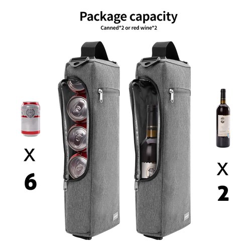 OSPUORT Golf Cooler Bag Waterproof Insulated with Detachable Shoulder Strap - Hold 6 Pack of Cans or Two Bottles of Wine (Grey)