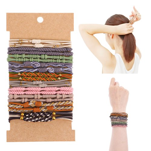 Nogeqi 20pcs Cute Boho Hair Ties,Decorative Hair Tie Bracelets for Women,Thin Boho Hair Accessories for Teens,Girl Hair Ties No Damage,Elastic Ponytail Holders for Thick Long and Thin Hair(Colorful)