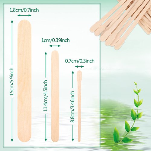 JANYUN 150 Pcs Assorted Style Eyebrow Wax Sticks Waxing Applicator Wooden Wax Spatulas Kit for Face and Small Hair Removal Sticks