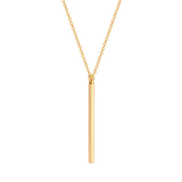PERNNLA PEARL 18K Gold Long Chain Necklace Vertical Bar Pendant Necklace for Women Girls Handmade Adjustable Jewelry Fashion Y-shaped Sweater Necklace Gift for Her