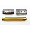 Caesar Gold Double Wire Safety Razor by Roman Empire Shaving | Classic Razor | Safety Razor | Steel Razor with Set of 20 Shaving Blades (Astra-Derby-Shark-Voskhod)