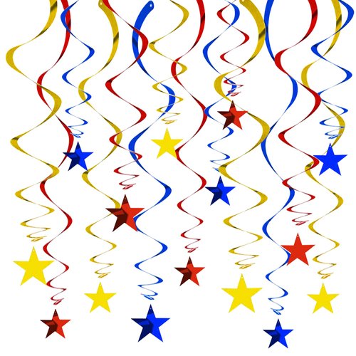 BEISHIDA Red Blue Gold Star Hanging Swirl Decorations, Birthday Hanging Party Supplies for Gradua...