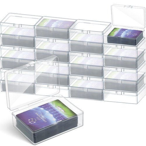Vicenpal Playing Card Boxes Clear Plastic Deck Card Cases Trading Card Storage Box Holder Collectible 100 Card Game Card Cases 4.45 x 2.91 x 1.35 Inch Compatible with MTG TCG(24 Pcs)