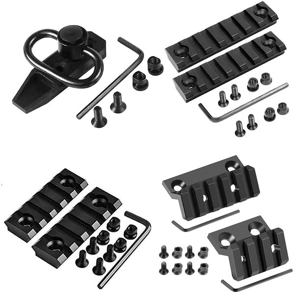 GOTICAL- 4 Products Combo KeyMod 45 Degree Offset Picatinny Rail Mount with KeyMod Modular, 7 Slots Key mod Rail and 5 Slots Aluminum Key mod Rail (Pack of 4)