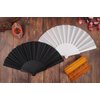 HUNANBANG 1 Dozen 12 Pieces Folding Hand Fans Church Wedding Gift, Party Favors, DIY Decoration Gift Size9 Wholesale 12pack (Black)