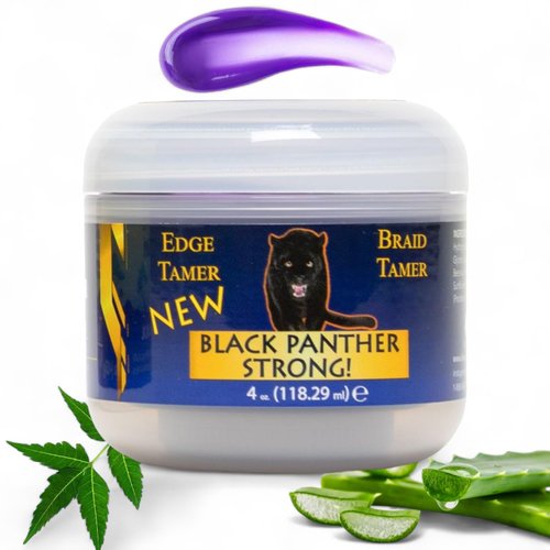 Black Panther Extra Hold Braiding Gel - Natural Instant Edge Control for 4C Hair, Men & Women, 4 oz