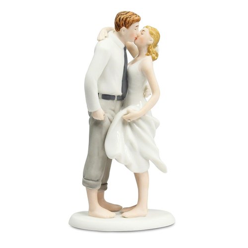 Wedding Collectibles Personalized Barefoot Beach Get Away Bride and Groom Wedding Cake Topper: Custom Hair Color Available