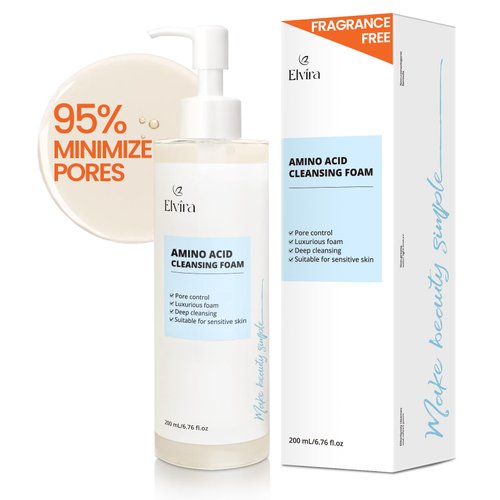 Elvira Pore Control Foaming Facial Cleanser, Daily Face Wash for Makeup & Blackhead Remover, Deep Cleansing Without Dryness, Fragrance Free & Non-Comedogenic for All Skin Types, 6.76 fl oz