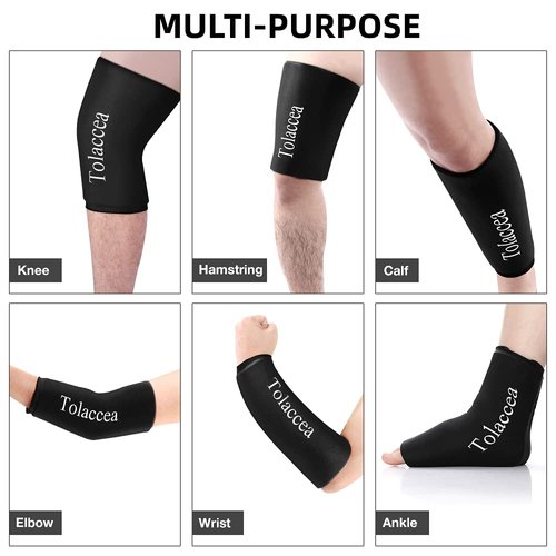 Tolaccea Hot & Cold Therapy Flexible Ice Packs Cold Therapy Compression Sleeve Reusable Gel Pack for Injury Cold Wrap for Knee Calf Elbow (Medium (Pack of 1), Black)