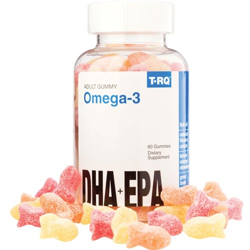 T.RQ Omega-3 Gummy Dietary Supplement, Lemon/Orange/Strawberry, 60 Count