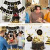 YEOCU 40th Birthday Decorations, Happy Birthday Banner with Honeycomb Balls, Gifts Hanging Swirl Streamers, Circle Dots Garland - Happy Birthday Party Decorations for Women Men (Black and Gold, 40th)