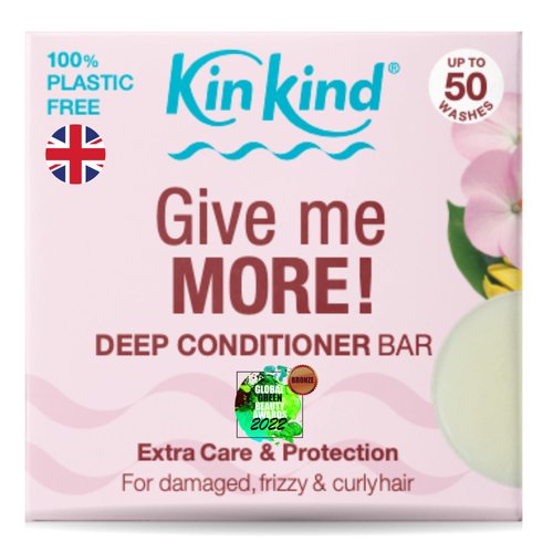 KinKind Give me MORE! Deep Conditioner Bar for Damaged, Frizzy & Curly Hair. Extra Care & Protection. Vegan & Cruelty Free. Upto 50 washes! 40g