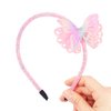 Doneace Butterfly Headband for Girls Kids Toddlers Pink Sparkly Hairband Cute Glitter Hair Hoop Hair Accessories Costume Headdress for Holiday Birthday Decoration Party Supplies Gift 1PCS