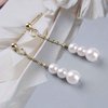 Sttiafay Vintage Pearl Drop Earrings Long Pearl Chain Earrings Gold Pearl Tassel Earrings Pearl Beaded Stud Earrings Jewelry for Women