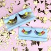 PRIDE Rainbow & Gold Metallic Shimmer False Eyelashes | Halloween Rave Clown Cirque