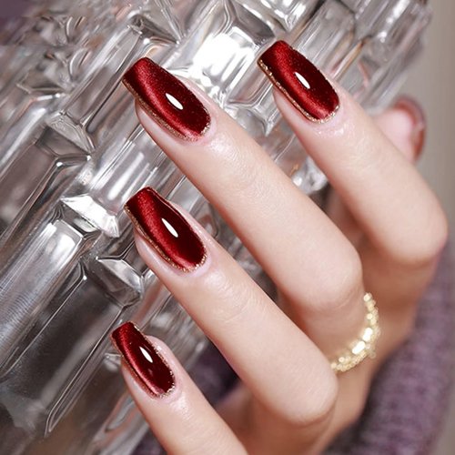 NAILKISS Burgundy Red Cat Eye Magnetic Gel Polish