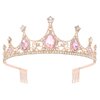 Tiaras for Women, Fufuddz Pink Crystal Crowns Rose Gold Crown Baroque Tiara with Combs Princess Queen Bride Wedding Pageant Prom Birthday Cosplay Hair Accessories Halloween Costumes Headband
