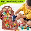 Kaemgyyd Magic Montessori Play Toolbox, 203Pcs Magic Montessori Play Toolbox Bear with Drill, 2D/3D Creativity Tool Box Montessori Toys Gift for Age 3-12 Years Old Boys Kids, Girls