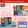 Wee Wonders 63PCS Cash Register for Kids, Kids Cash Register with Real Calculator, Pretend Play Store with Music/Motorized Conveyor/Play Money/Food Toys, Learning Toys for Boys Girls 3+, Red