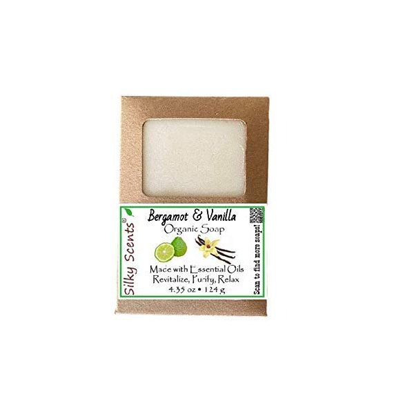 Silky Scents Bergamot & Vanilla Soap Bar - 100% All Natural and Organic Infused with Essential Oil - 1 Soap Bar