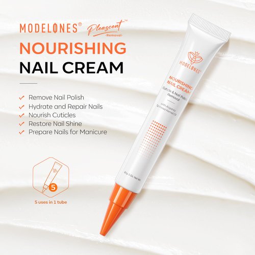 Modelones Nail Polish Remover Cream Non-Acetone PleaSCENT Ultra-Powerful Nail Polish Remover Enriched with Beeswax and Castor Oil Hands Spa & Nail Care Remover Cream for Travel Home Salon